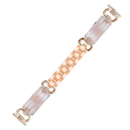 For Huawei Watch 2 / Watch GT 2 42mm / GT 3 42mm Rhinestone Decor Watch Strap Resin Bracelet Wrist Band - Rose Gold / Pink