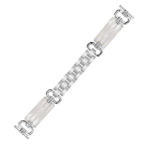 For Huawei Watch 2 / Watch GT 2 42mm / GT 3 42mm Rhinestone Decor Watch Strap Resin Bracelet Wrist Band - Silver / Pearl White