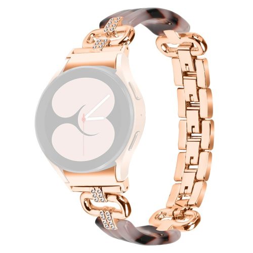 Resin Strap for Samsung Galaxy Watch4 / Watch5 / Watch4 Classic / Watch4 Active / Watch5 Active / Watch5 Pro Watch Band - Rose Gold / Brown+Pink