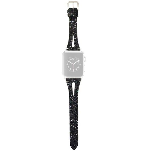 For Apple Watch 10 46mm / Ultra 2 / Ultra 49mm / 9 8 7 45mm / SE (2023) SE (2022) SE 6 5 4 44mm / 3 2 1 42mm Leather Band Bling Bracelet - Black