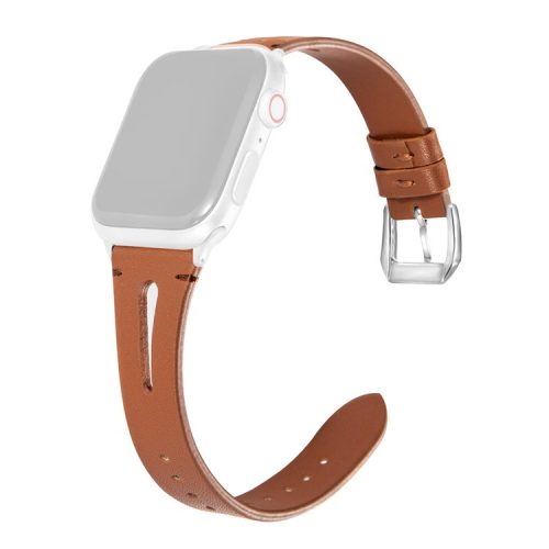 For Apple Watch 10 46mm / Ultra 2 / Ultra 49mm / 9 8 7 45mm / SE (2023) SE (2022) SE 6 5 4 44mm / 3 2 1 42mm Leather Watch Straps - Brown