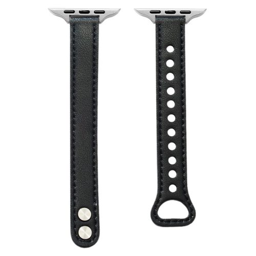 Watch Strap for Apple Watch Series 10 42mm / 9 8 7 41mm / SE (2023) SE (2022) SE 6 5 4 40mm / 3 2 1 38mm Watch Strap Leather Replacement Bracelet - Black