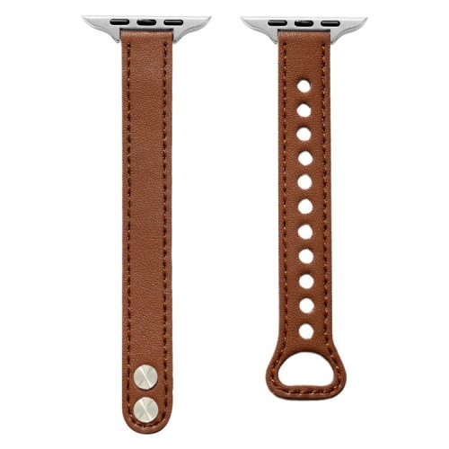 Watch Strap for Apple Watch Series 10 42mm / 9 8 7 41mm / SE (2023) SE (2022) SE 6 5 4 40mm / 3 2 1 38mm Watch Strap Leather Replacement Bracelet - Brown