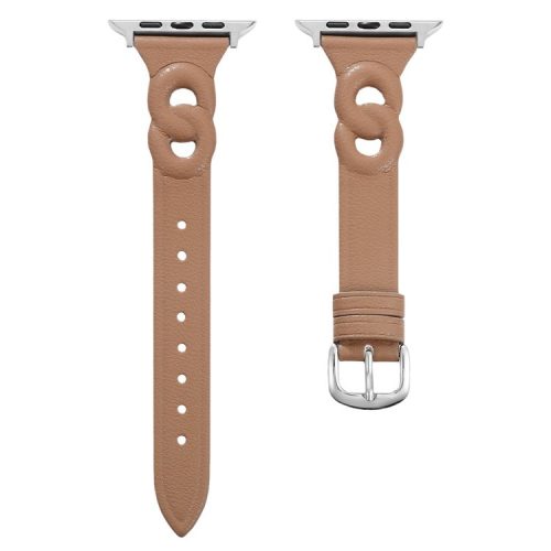 Watch Strap for Apple Watch Series 10 42mm / 9 8 7 41mm / SE (2023) SE (2022) SE 6 5 4 40mm / 3 2 1 38mm Watch Band with 8-shaped Design - Brown