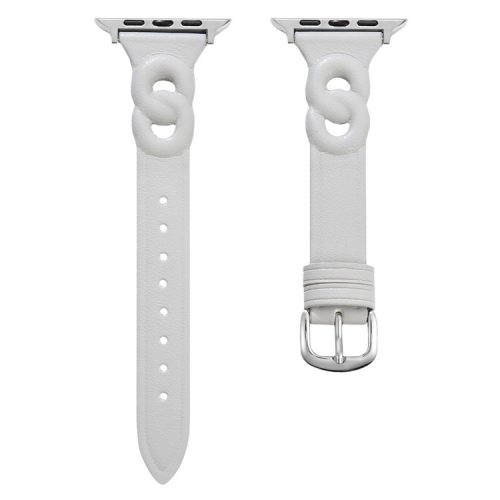 Watch Strap for Apple Watch Series 10 42mm / 9 8 7 41mm / SE (2023) SE (2022) SE 6 5 4 40mm / 3 2 1 38mm Watch Band with 8-shaped Design - Light Grey