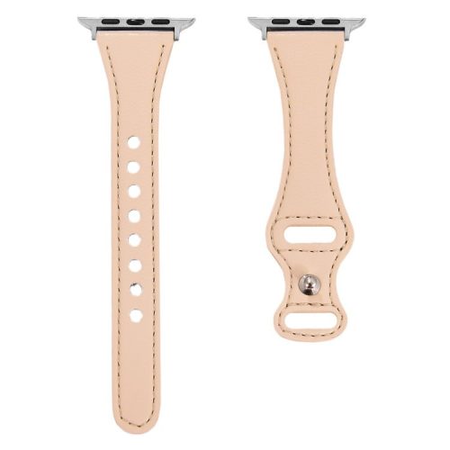 For Apple Watch 10 46mm / Ultra 2 / Ultra 49mm / 9 8 7 45mm / SE (2023) SE (2022) SE 6 5 4 44mm / 3 2 1 42mm Button Buckle Watch Strap - Apricot