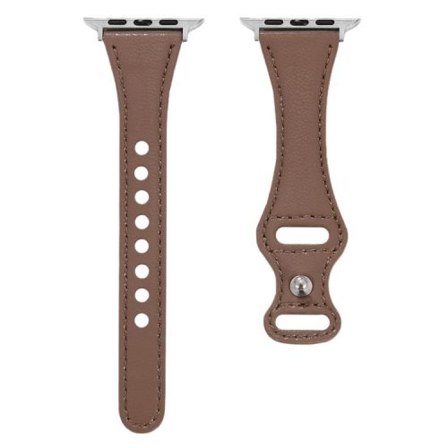 For Apple Watch 10 46mm / Ultra 2 / Ultra 49mm / 9 8 7 45mm / SE (2023) SE (2022) SE 6 5 4 44mm / 3 2 1 42mm Button Buckle Watch Strap - Brown