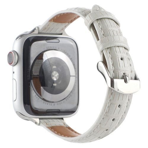 Crocodile Texture Strap for Apple Watch 10 46mm / Ultra 2 / Ultra 49mm / 9 8 7 45mm / SE (2023) SE (2022) SE 6 5 4 44mm / 3 2 1 42mm Leather Band - Light Grey