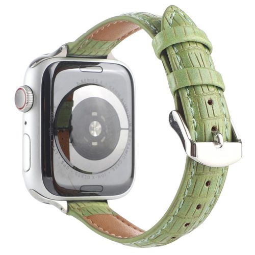 Crocodile Texture Strap for Apple Watch 10 46mm / Ultra 2 / Ultra 49mm / 9 8 7 45mm / SE (2023) SE (2022) SE 6 5 4 44mm / 3 2 1 42mm Leather Band - Green