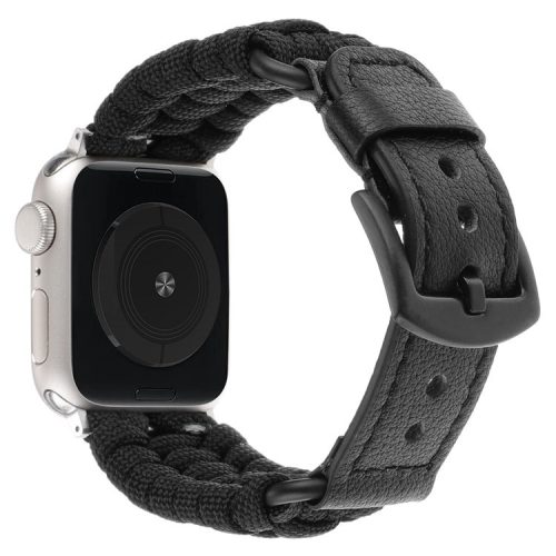 For Apple Watch 10 46mm / Ultra 2 / Ultra 49mm / 9 8 7 45mm / SE (2023) SE (2022) SE 6 5 4 44mm / 3 2 1 42mm Genuine Cow Watch Band - Black