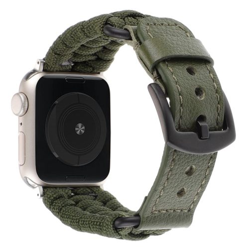 For Apple Watch 10 46mm / Ultra 2 / Ultra 49mm / 9 8 7 45mm / SE (2023) SE (2022) SE 6 5 4 44mm / 3 2 1 42mm Genuine Cow Watch Band  - Army Green