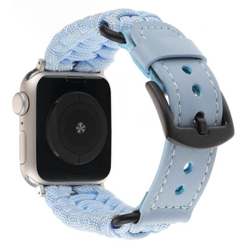 For Apple Watch 10 46mm / Ultra 2 / Ultra 49mm / 9 8 7 45mm / SE (2023) SE (2022) SE 6 5 4 44mm / 3 2 1 42mm Genuine Cow Watch Band  - Baby Blue