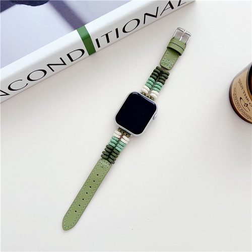 For Apple Watch 10 46mm / Ultra 2 / Ultra 49mm / 9 8 7 45mm / SE (2023) SE (2022) SE 6 5 4 44mm / 3 2 1 42mm Leather Strap - Green