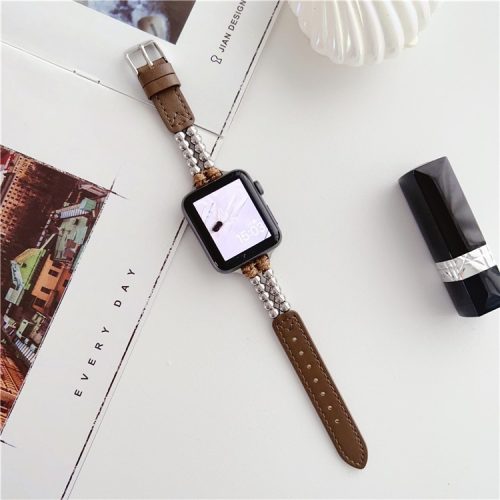 For Apple Watch 10 46mm / Ultra 2 / Ultra 49mm / 9 8 7 45mm / SE (2023) SE (2022) SE 6 5 4 44mm / 3 2 1 42mm Genuine Cow Leather Watchband - Dark Brown