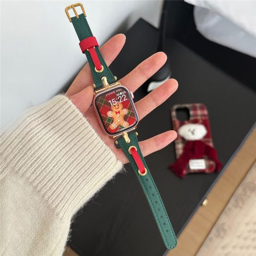 For Apple Watch 10 46mm / Ultra 2 / Ultra 49mm / 9 8 7 45mm / SE (2023) SE (2022) SE 6 5 4 44mm / 3 2 1 42mm Christmas Wrist Strap - Green