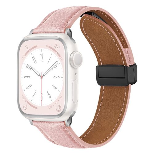 For Apple Watch 10 46mm / Ultra 2 / Ultra 49mm / 9 8 7 45mm / SE (2023) SE (2022) SE 6 5 4 44mm / 3 2 1 42mm Litchi Texture Leather Strap - Pink