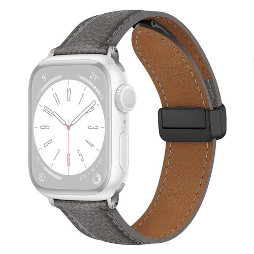 For Apple Watch 10 46mm / Ultra 2 / Ultra 49mm / 9 8 7 45mm / SE (2023) SE (2022) SE 6 5 4 44mm / 3 2 1 42mm Litchi Texture Leather Strap - Light Grey