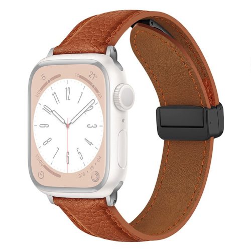 For Apple Watch 10 46mm / Ultra 2 / Ultra 49mm / 9 8 7 45mm / SE (2023) SE (2022) SE 6 5 4 44mm / 3 2 1 42mm Litchi Texture Leather Strap - Light Brown