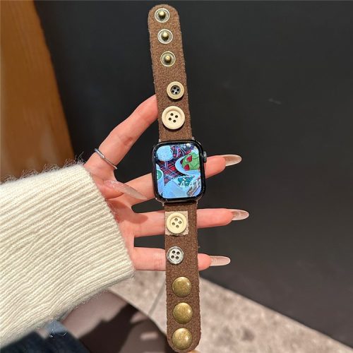 For Apple Watch 10 46mm / Ultra 2 / Ultra 49mm / 9 8 7 45mm / SE (2023) SE (2022) SE 6 5 4 44mm / 3 2 1 42mm Art Plush Wristband - Coffee