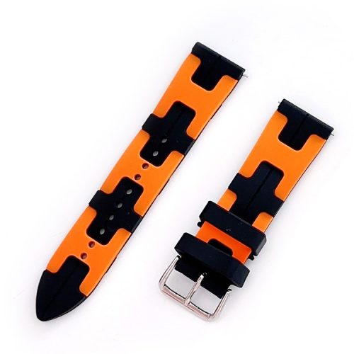 For Samsung Galaxy Watch3 45mm / Huawei Watch Ultimate / Xiaomi Watch S1 Silicone 22mm Watch Strap - Black / Orange