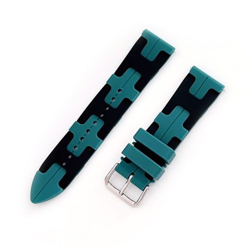 For Samsung Galaxy Watch3 45mm / Huawei Watch Ultimate / Xiaomi Watch S1 Silicone 22mm Watch Strap - Cyan / Black