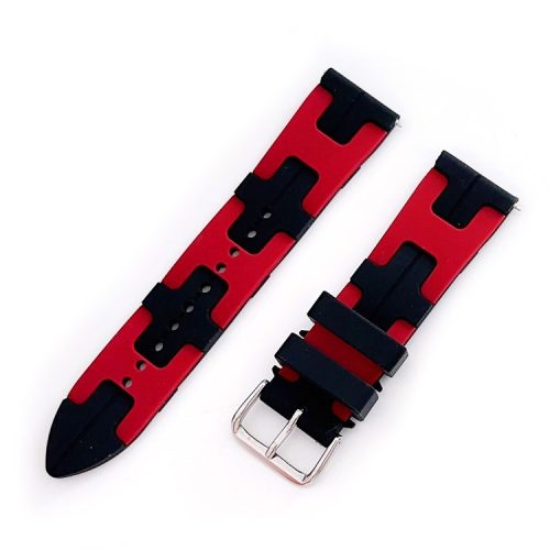 For Samsung Galaxy Watch3 45mm / Huawei Watch Ultimate / Xiaomi Watch S1 Silicone 22mm Watch Strap - Black / Red