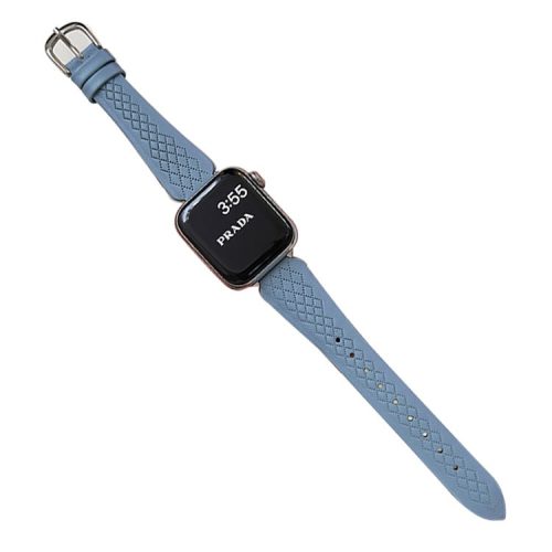 For Apple Watch 10 46mm / Ultra 2 / Ultra 49mm / 9 8 7 45mm / SE (2023) SE (2022) SE 6 5 4 44mm / 3 2 1 42mm Cowhide Leather Bracelet Strap - Blue