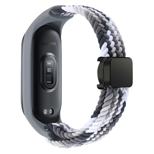 For Xiaomi Mi Band 3 / 4 / 5 / 6 / 7 Braided Nylon Strap Magnetic Watch Band - Dazzle Black