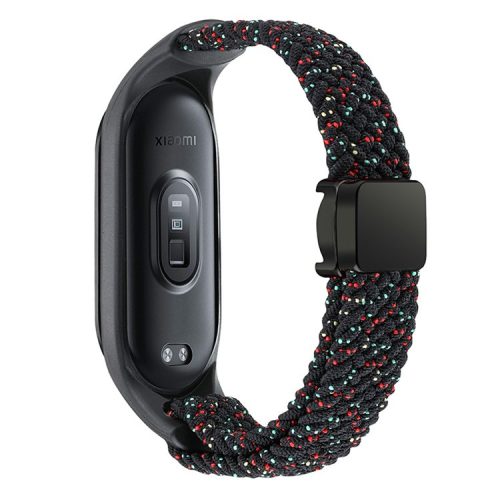 For Xiaomi Mi Band 3 / 4 / 5 / 6 / 7 Braided Nylon Strap Magnetic Watch Band - Stars Black