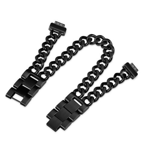 For Fitbit Inspire / Inspire HR / Inspire 2 Strap Circle Design Electroplating Stainless Steel Watch Bracelet - Black