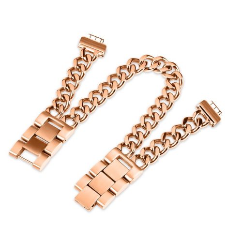 For Fitbit Inspire / Inspire HR / Inspire 2 Strap Circle Design Electroplating Stainless Steel Watch Bracelet - Rose Gold