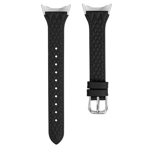 For Fitbit Versa 4 / Sense 2 Replacement Band Top-Layer Cow Leather Watch Strap - Black