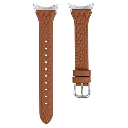 For Fitbit Versa 4 / Sense 2 Replacement Band Top-Layer Cow Leather Watch Strap - Brown