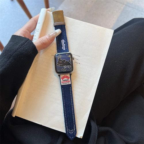 For Apple Watch 10 46mm / Ultra 2 / Ultra 49mm / 9 8 7 45mm / SE (2023) SE (2022) SE 6 5 4 44mm / 3 2 1 42mm Corduroy Bracelet Strap - Midnight Blue