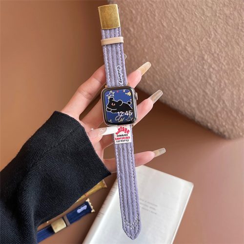 For Apple Watch 10 46mm / Ultra 2 / Ultra 49mm / 9 8 7 45mm / SE (2023) SE (2022) SE 6 5 4 44mm / 3 2 1 42mm Corduroy Bracelet Strap - Taro Purple