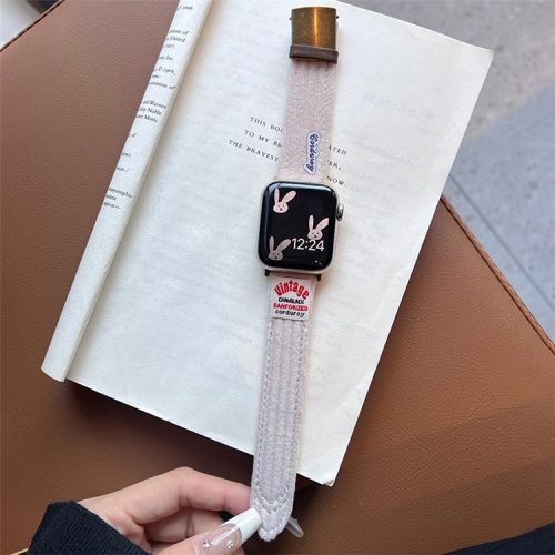 For Apple Watch 10 46mm / Ultra 2 / Ultra 49mm / 9 8 7 45mm / SE (2023) SE (2022) SE 6 5 4 44mm / 3 2 1 42mm Corduroy Bracelet Strap - Milky White