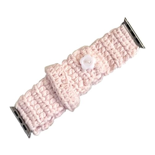 For Apple Watch 10 46mm / Ultra 2 / Ultra 49mm / 9 8 7 45mm / SE (2023) SE (2022) SE 6 5 4 44mm / 3 2 1 42mm Knitting Bracelet Strap - Pink