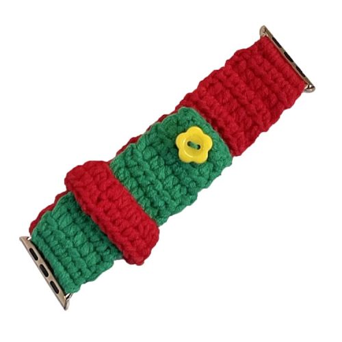 For Apple Watch 10 46mm / Ultra 2 / Ultra 49mm / 9 8 7 45mm / SE (2023) SE (2022) SE 6 5 4 44mm / 3 2 1 42mm Knitting Bracelet Strap - Red+Green