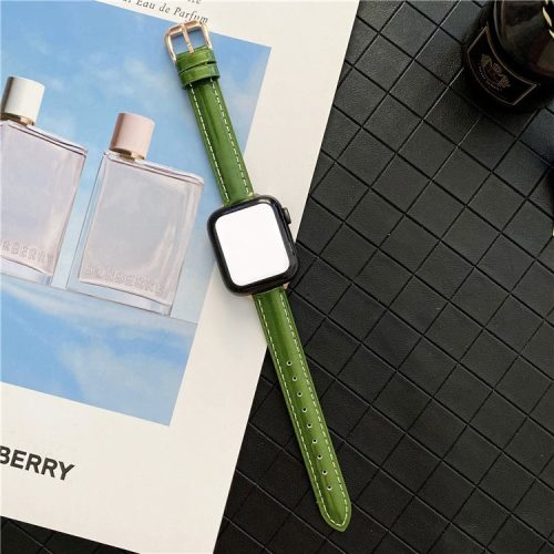 For Apple Watch 10 46mm / Ultra 2 / Ultra 49mm / 9 8 7 45mm / SE (2023) SE (2022) SE 6 5 4 44mm / 3 2 1 42mm Glossy PU Watch Band - Green