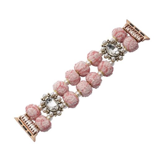 For Apple Watch 10 46mm / Ultra 2 / Ultra 49mm / 9 8 7 45mm / SE (2023) SE (2022) SE 6 5 4 44mm / 3 2 1 42mm Beaded Bracelet Strap - Pink