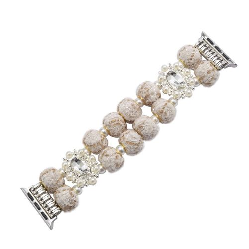 For Apple Watch 10 46mm / Ultra 2 / Ultra 49mm / 9 8 7 45mm / SE (2023) SE (2022) SE 6 5 4 44mm / 3 2 1 42mm Beaded Bracelet Strap - Beige