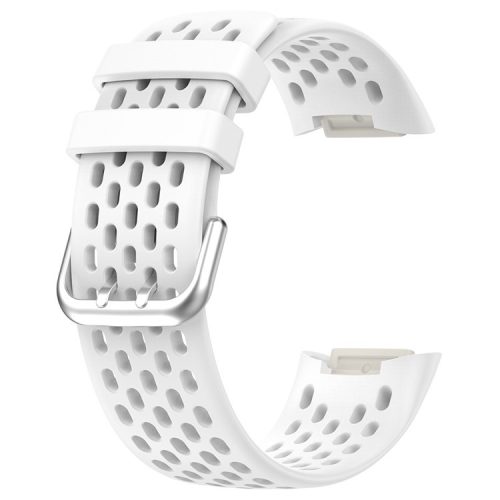 For Fitbit Charge 6 / Charge 5 Replacement Wrist Band Breathable Silicone Smartwatch Strap - White