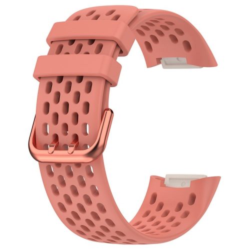 For Fitbit Charge 6 / Charge 5 Replacement Wrist Band Breathable Silicone Smartwatch Strap - Pink