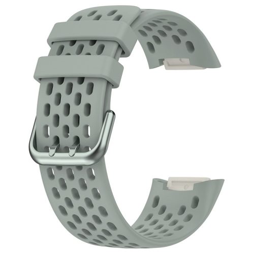 For Fitbit Charge 6 / Charge 5 Replacement Wrist Band Breathable Silicone Smartwatch Strap - Grey