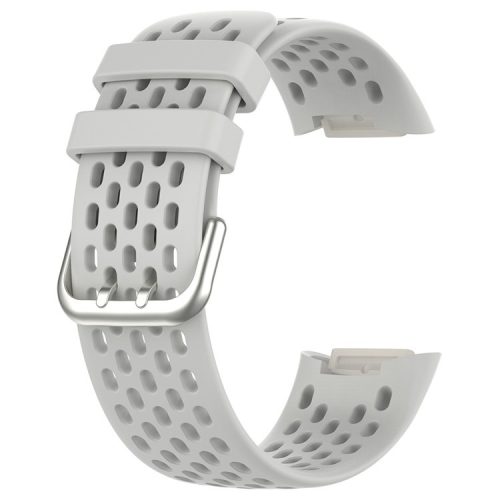 For Fitbit Charge 6 / Charge 5 Replacement Wrist Band Breathable Silicone Smartwatch Strap - Moon White