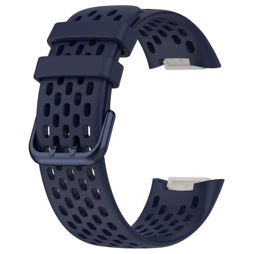 For Fitbit Charge 6 / Charge 5 Replacement Wrist Band Breathable Silicone Smartwatch Strap - Navy Blue