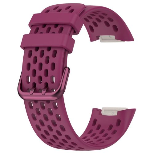 For Fitbit Charge 6 / Charge 5 Replacement Wrist Band Breathable Silicone Smartwatch Strap - Wine Red