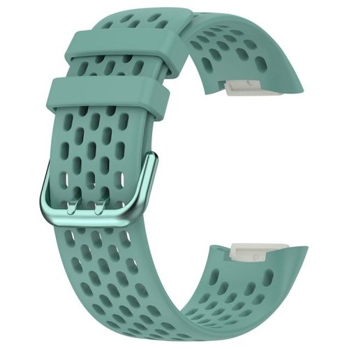 For Fitbit Charge 6 / Charge 5 Replacement Wrist Band Breathable Silicone Smartwatch Strap - Pine Needle Green