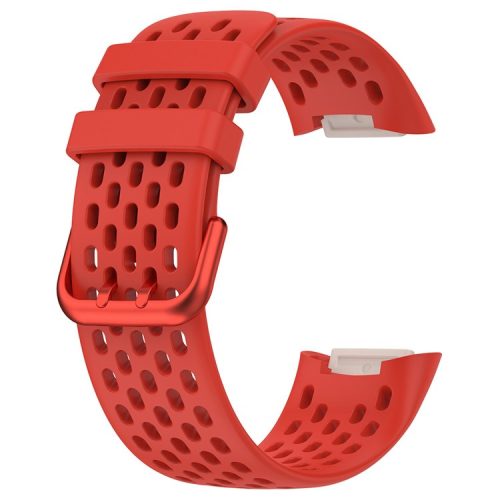 For Fitbit Charge 6 / Charge 5 Replacement Wrist Band Breathable Silicone Smartwatch Strap - Red