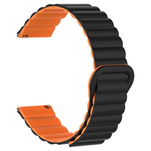 20mm Magnetic Sport Loop Watch Band Silicone Dual Color Replacement Strap - Black+Orange